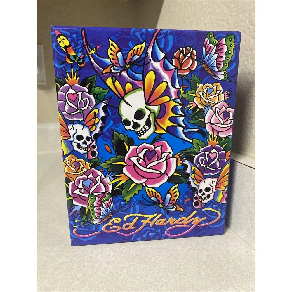 Ed Hardy Lisa Frank Folder Skull Butterflies Roses Tattoo Y2K Vintage Rare